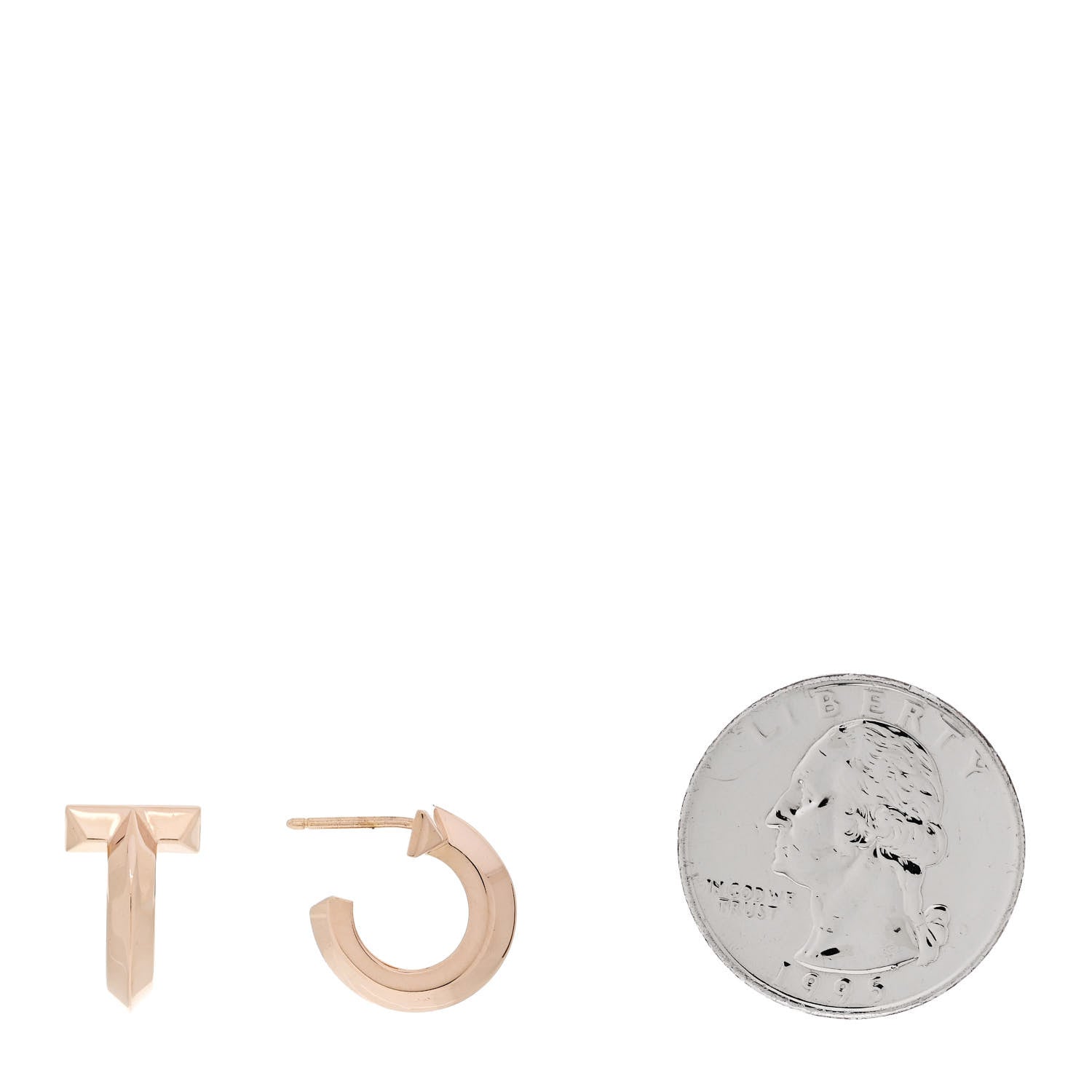 Tiffany 18K Rose Gold T1 Hoop Earrings 2 of 4
