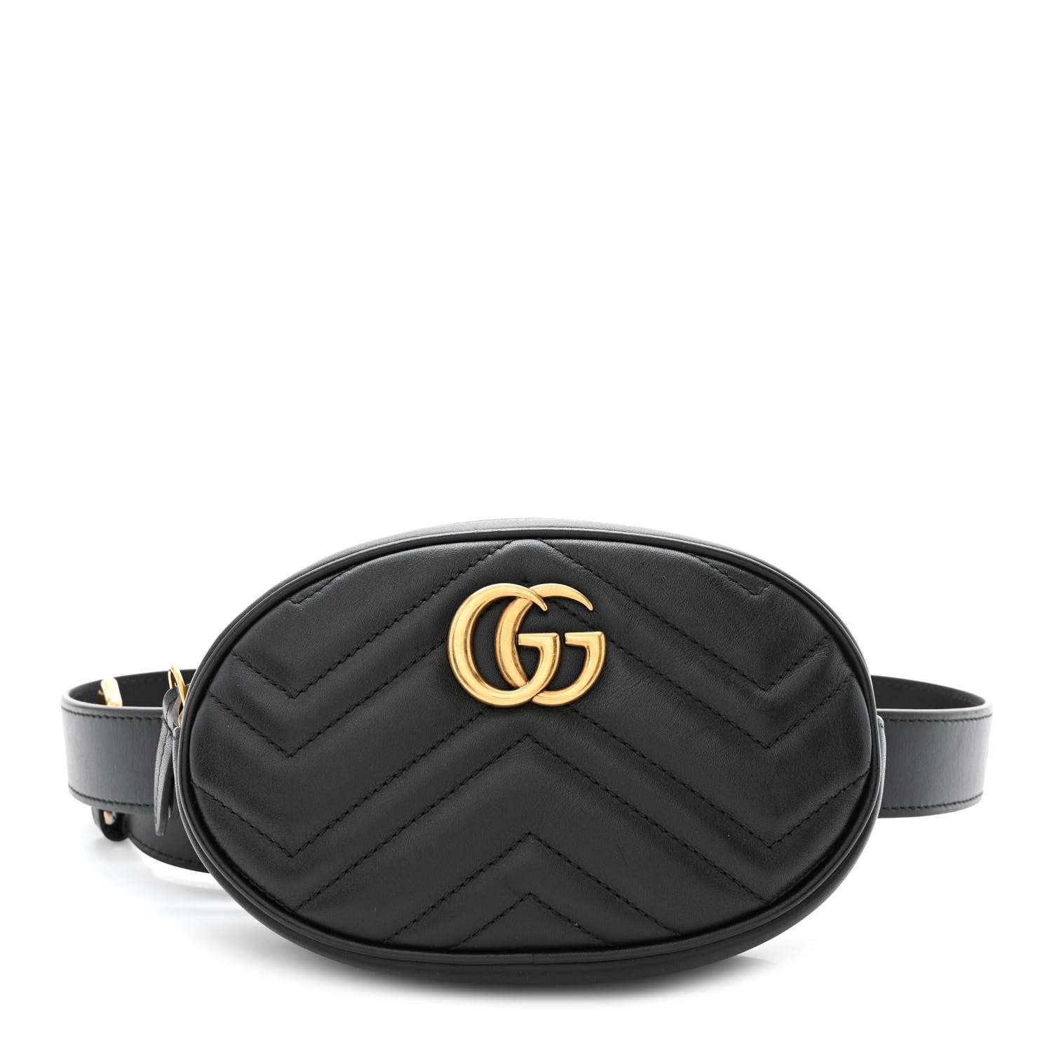 Gucci Calfskin Matelasse GG Marmont Belt Bag 85 34 Black 1 of 11