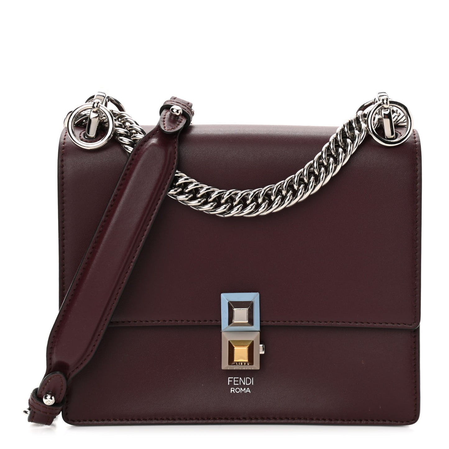 Vitello Liberty Studded Small Kan I Shoulder Bag Bordeaux Multicolor