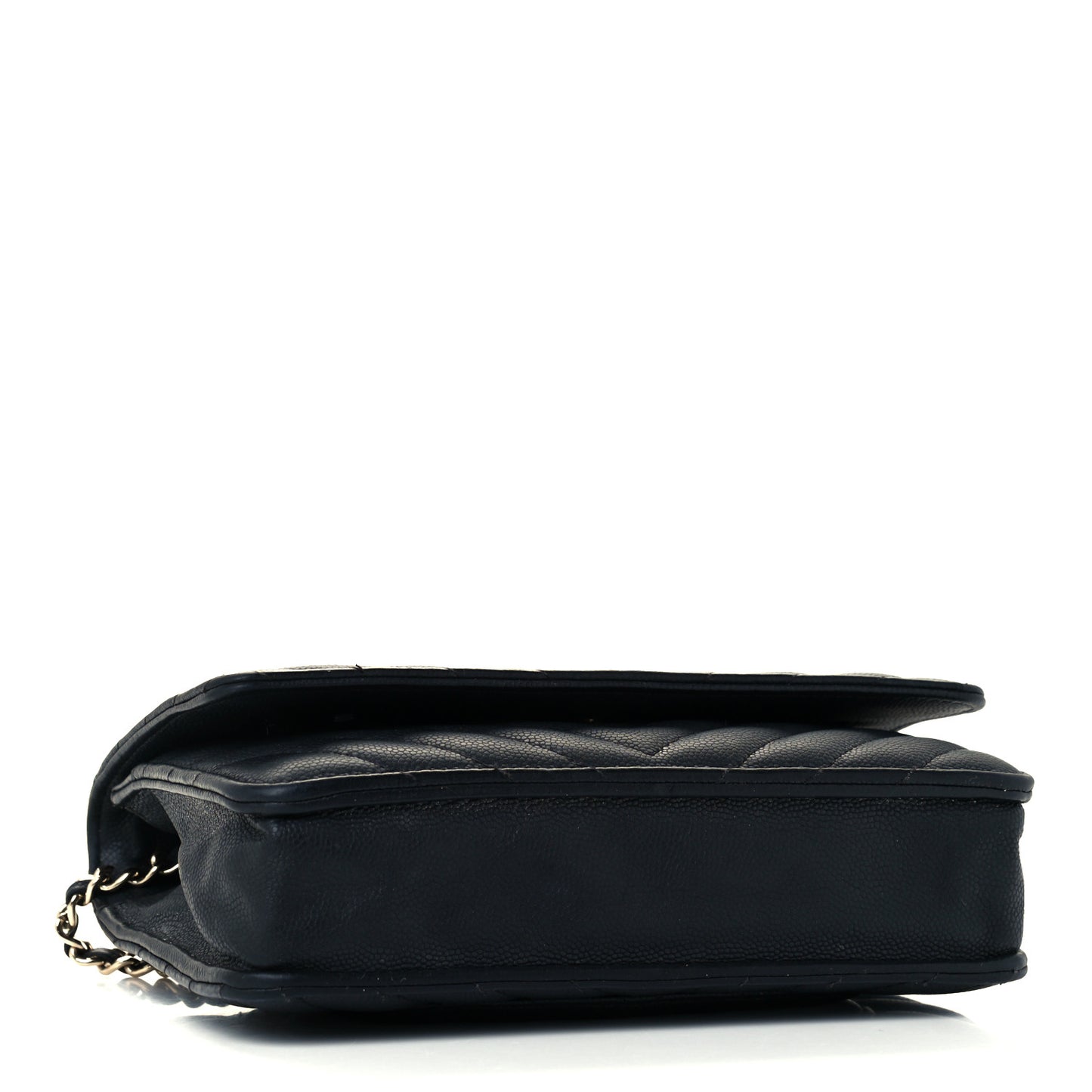 Caviar Chevron Quilted Wallet On Chain WOC Black