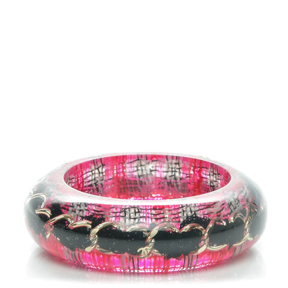 Chanel Resin Tweed Chain CC Bangle Transparent Pink 1 of 4