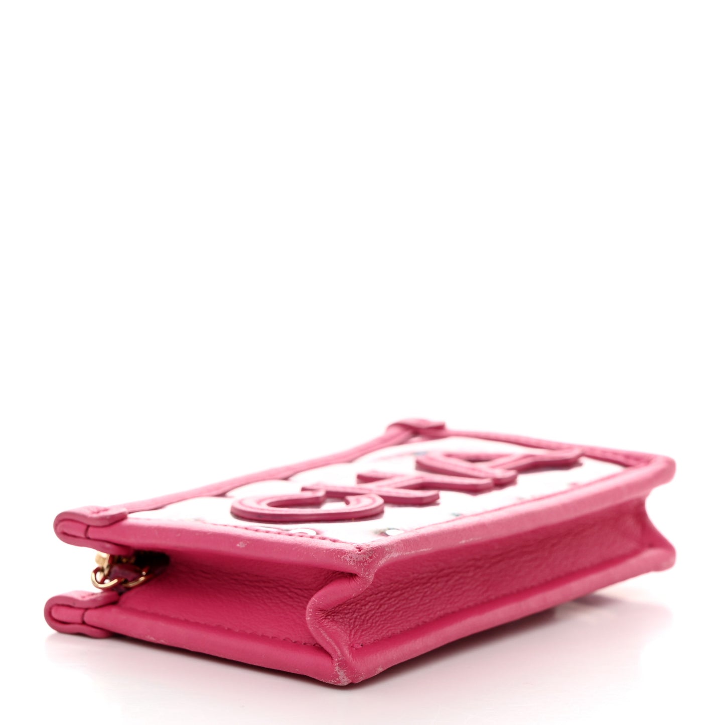 Tweed PVC Lambskin Key Pouch Pink