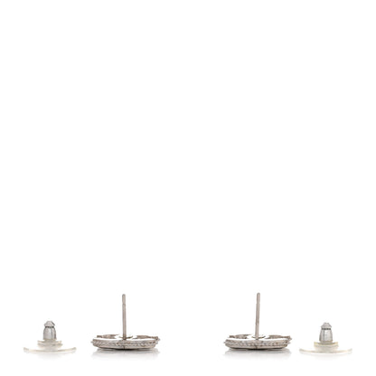 Chanel Hammered CC Earrings Silver 3 of 5