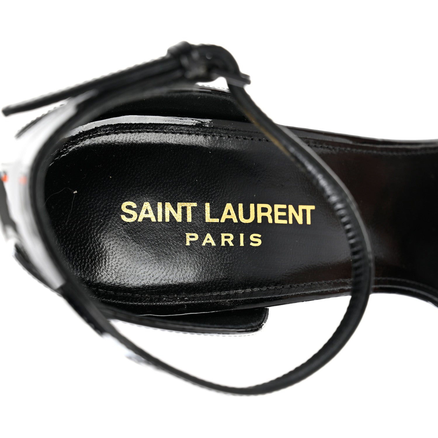 Saint Laurent Patent Calfskin Opyum 110 Sandals 40.5 Black Gold 7 of 8