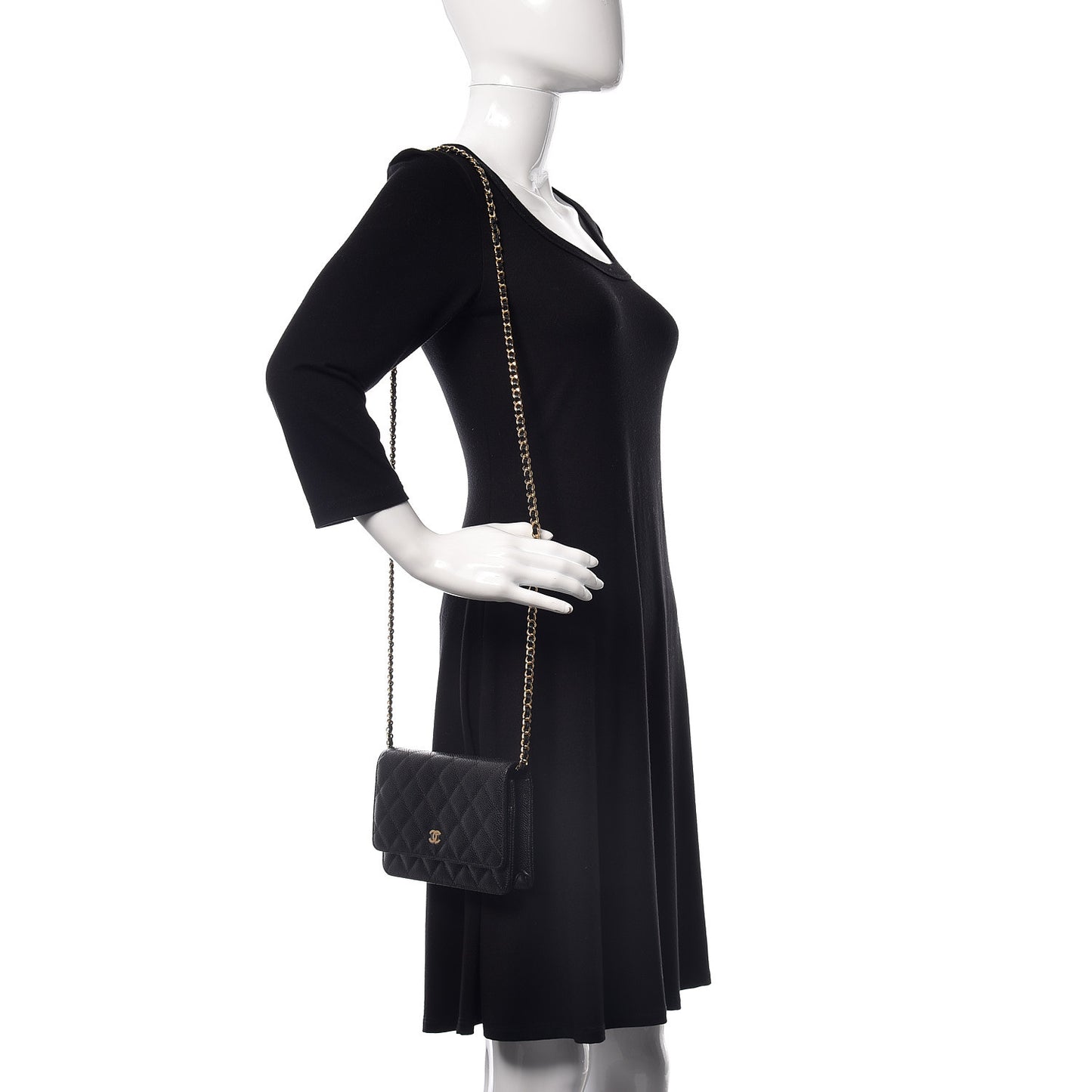 Caviar Quilted Wallet On Chain WOC Black