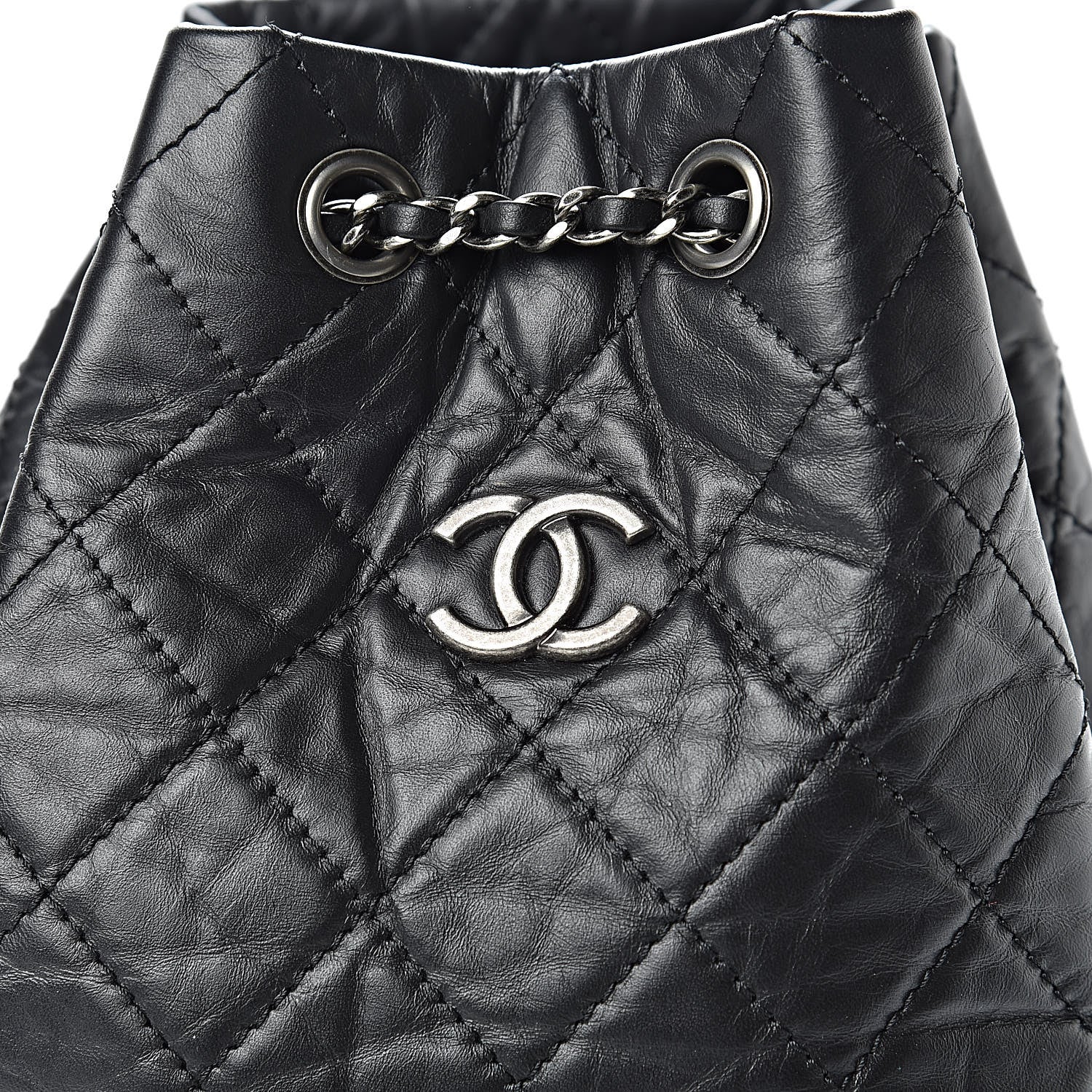 Chanel Aged Calfskin Quilted Gabrielle Backpack Black 8 of 13