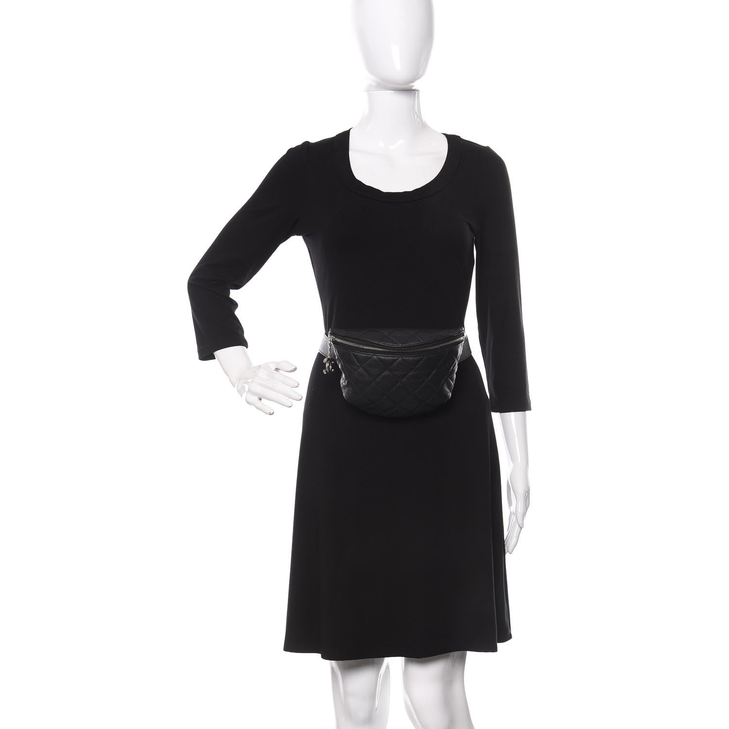 Chanel Grained Calfskin Quilted Waist Belt Bag Black 2 of 9