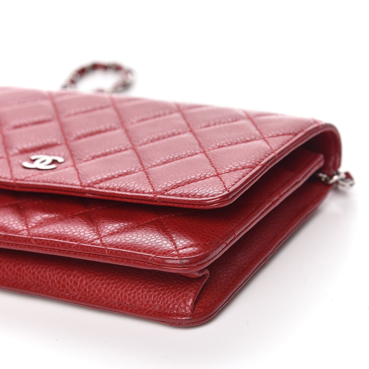 Caviar Quilted Wallet on Chain WOC Red
