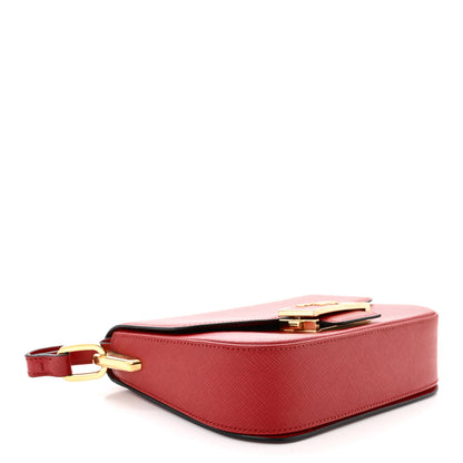 Prada Saffiano Lux Embleme Flap Shoulder Bag Fuoco 4 of 15