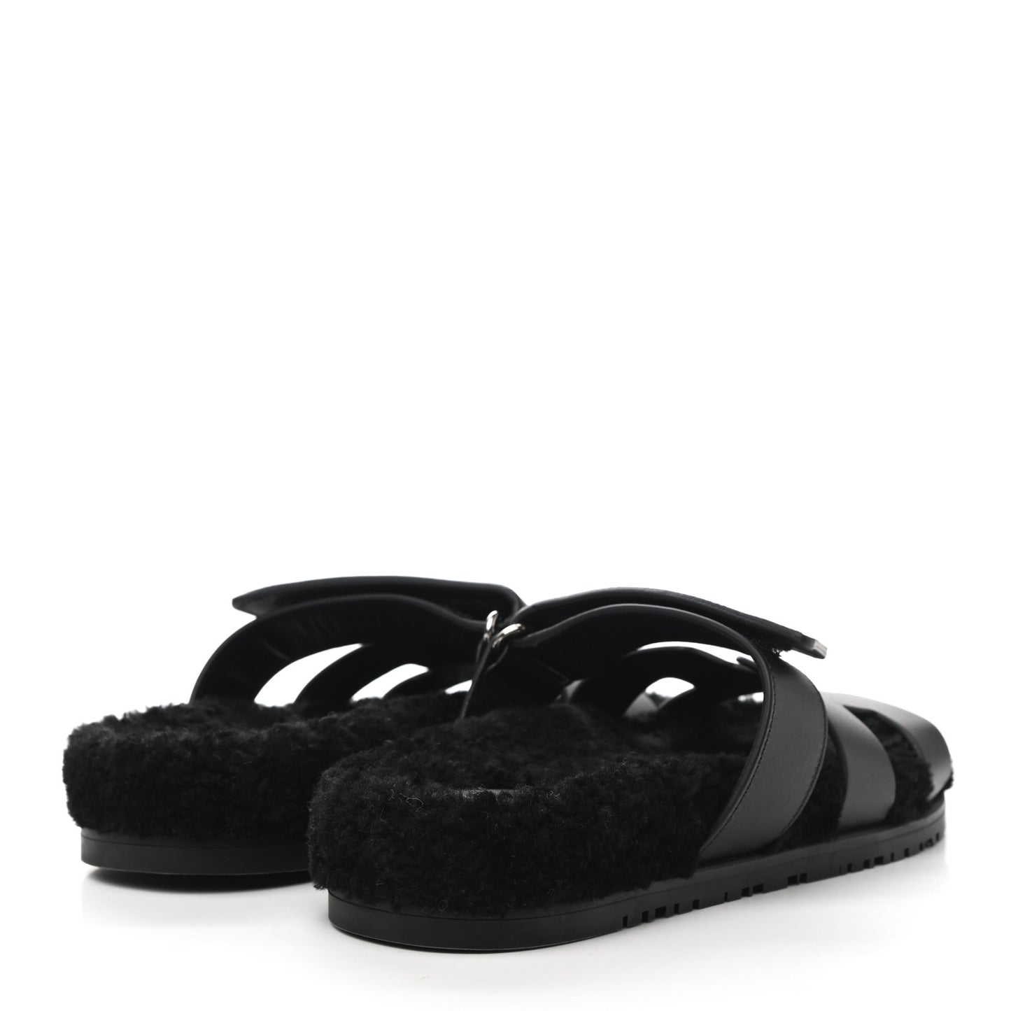 Calfskin Woolskin Womens Chypre Sandals 39 Black