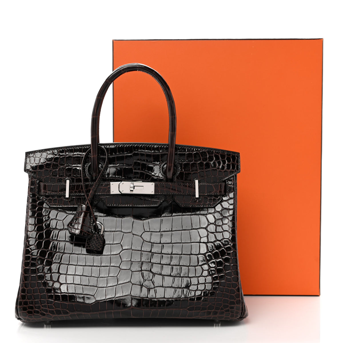 Shiny Porosus Crocodile Birkin 30 Macassar