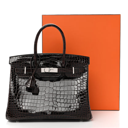 Hermes Shiny Porosus Crocodile Birkin 30 Macassar 2 of 9