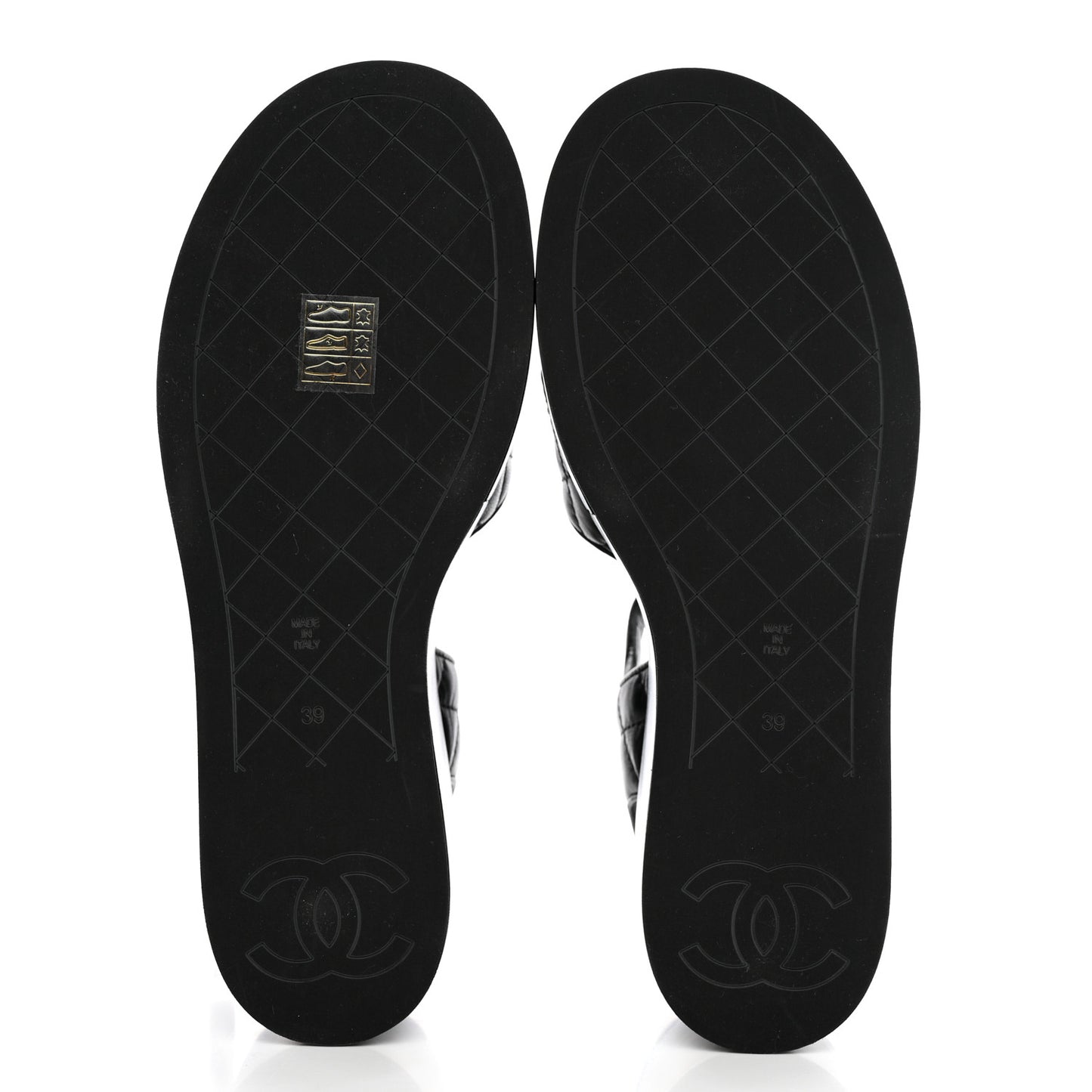 Lambskin Quilted CC Platform Sandals 39 Black