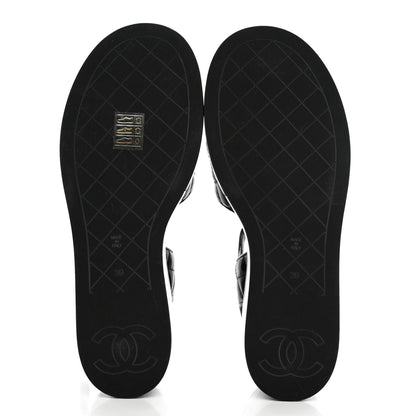 Chanel Lambskin Quilted CC Platform Sandals 39 Black 5 of 12