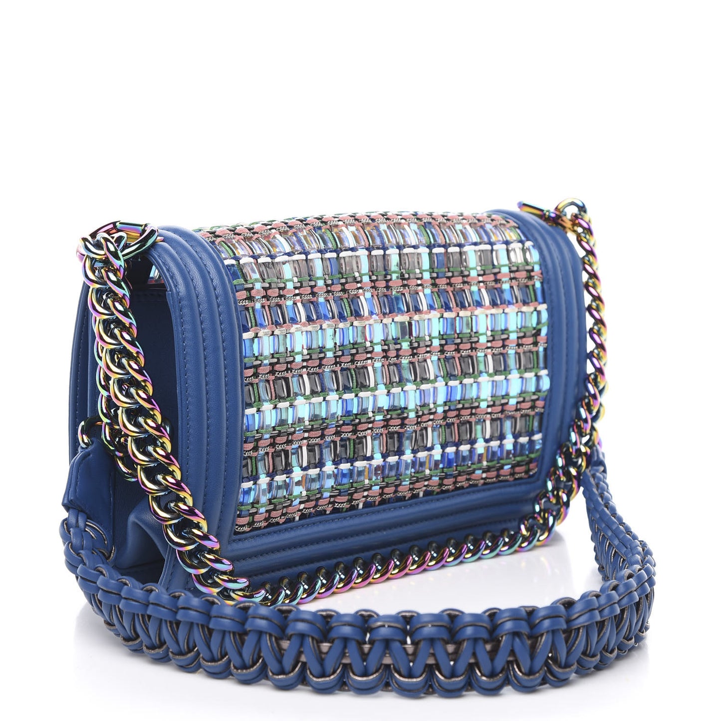 PVC Thread Woven Medium Boy Flap Dark Blue