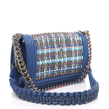 Chanel PVC Thread Woven Medium Boy Flap Dark Blue 3 of 11
