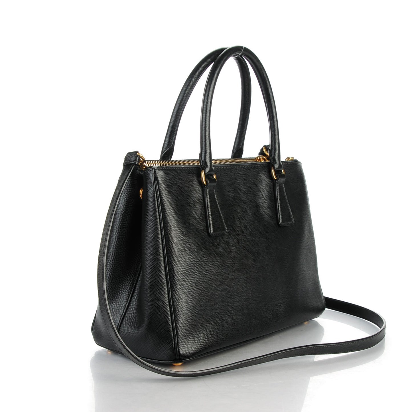Saffiano Small Galleria Double Zip Tote Black