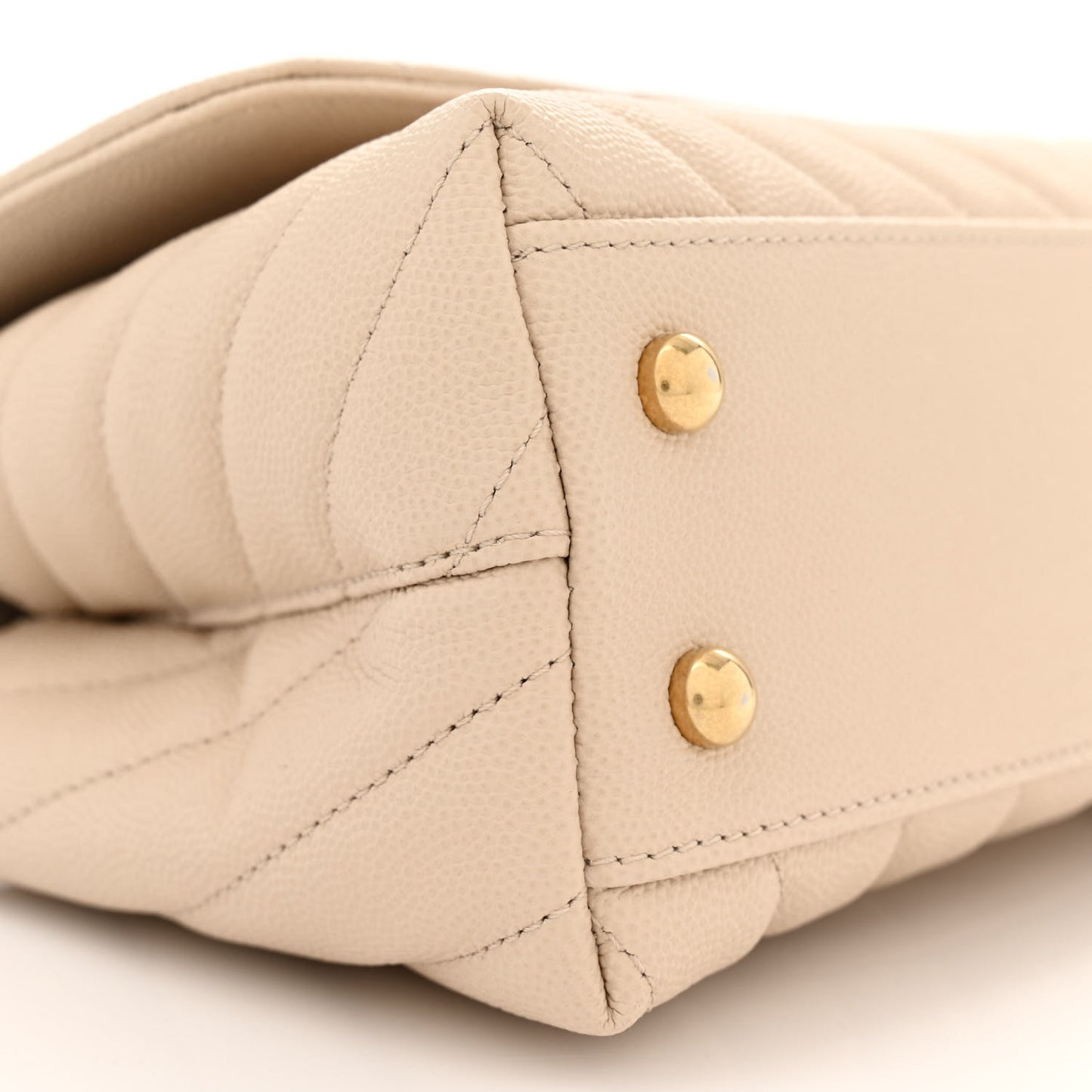 Caviar Lizard Chevron Quilted Mini Coco Handle Flap Ivory