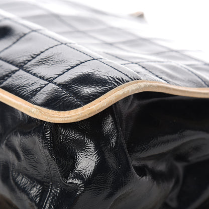 Chanel Patent Chocolate Bar Quilted Tote Black 13 of 16