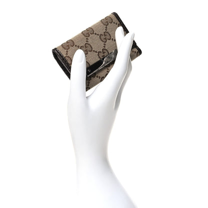 Gucci Monogram Textured Calfskin Metal Bar 6 Key Holder Case Beige Ebony Cocoa 2 of 10