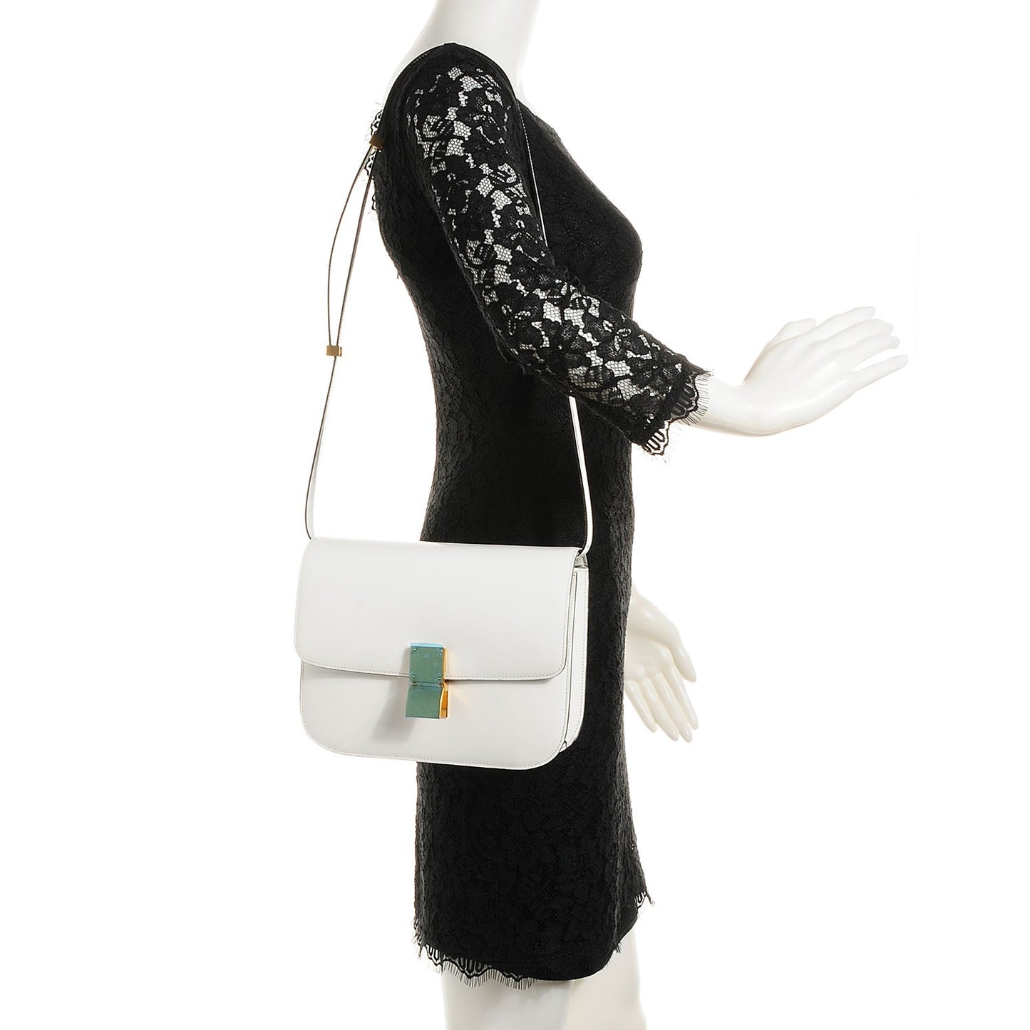 Spazzolato Calfskin Medium Classic Box Flap Bag White