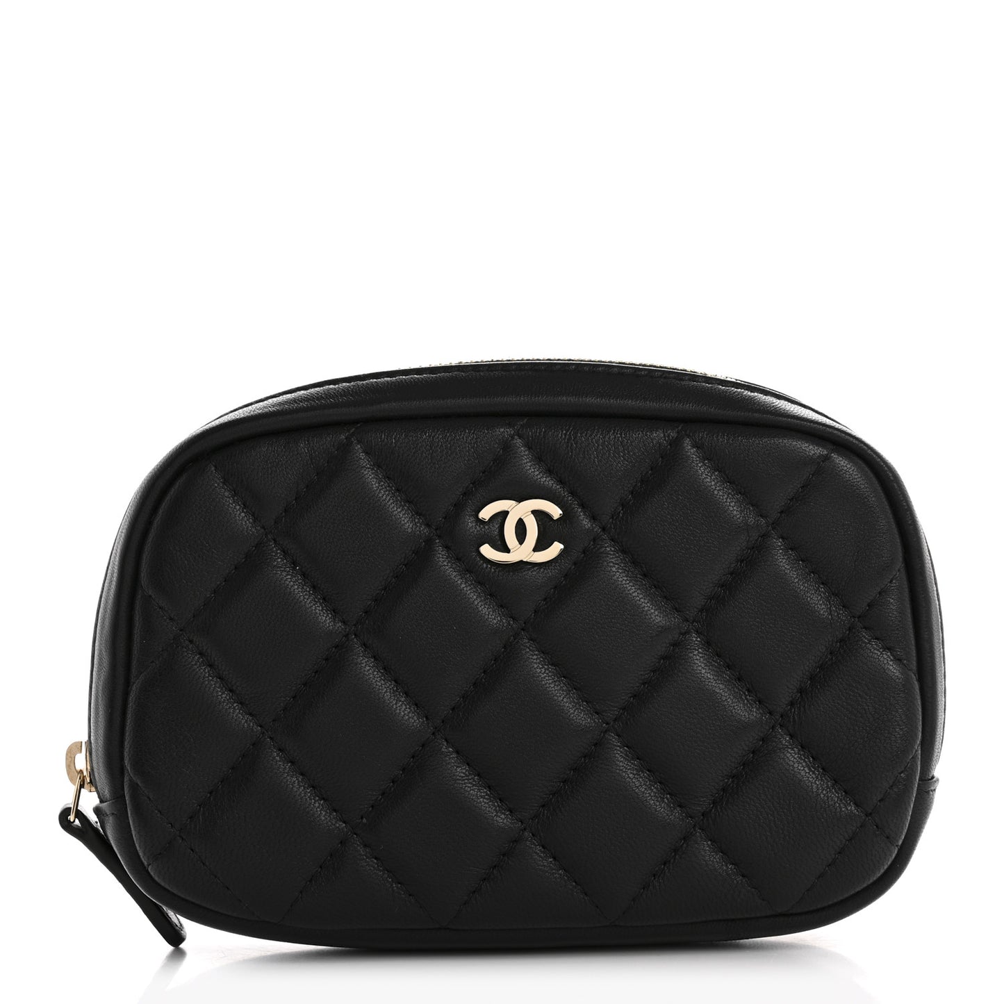 Lambskin Small Curvy Pouch Cosmetic Case Black
