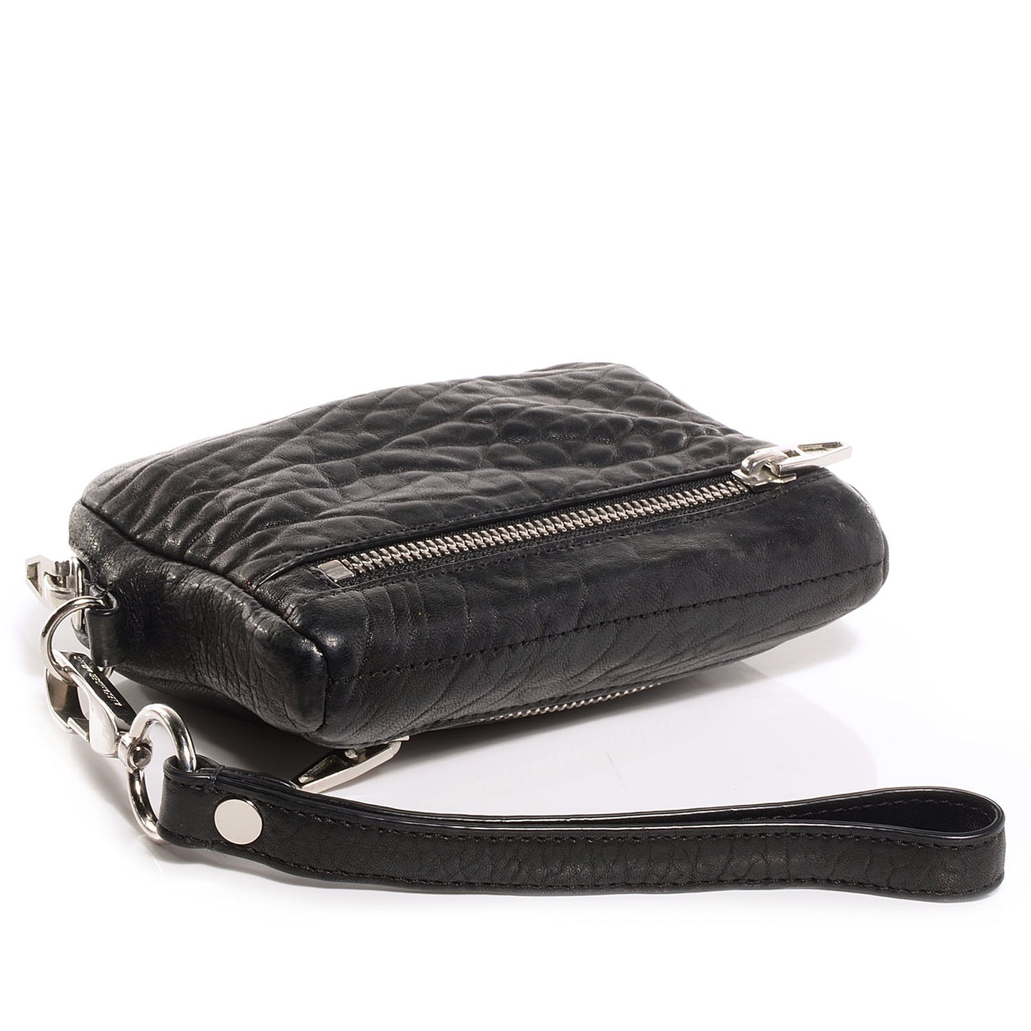 Pebbled Lambskin Large Fumo Clutch Black
