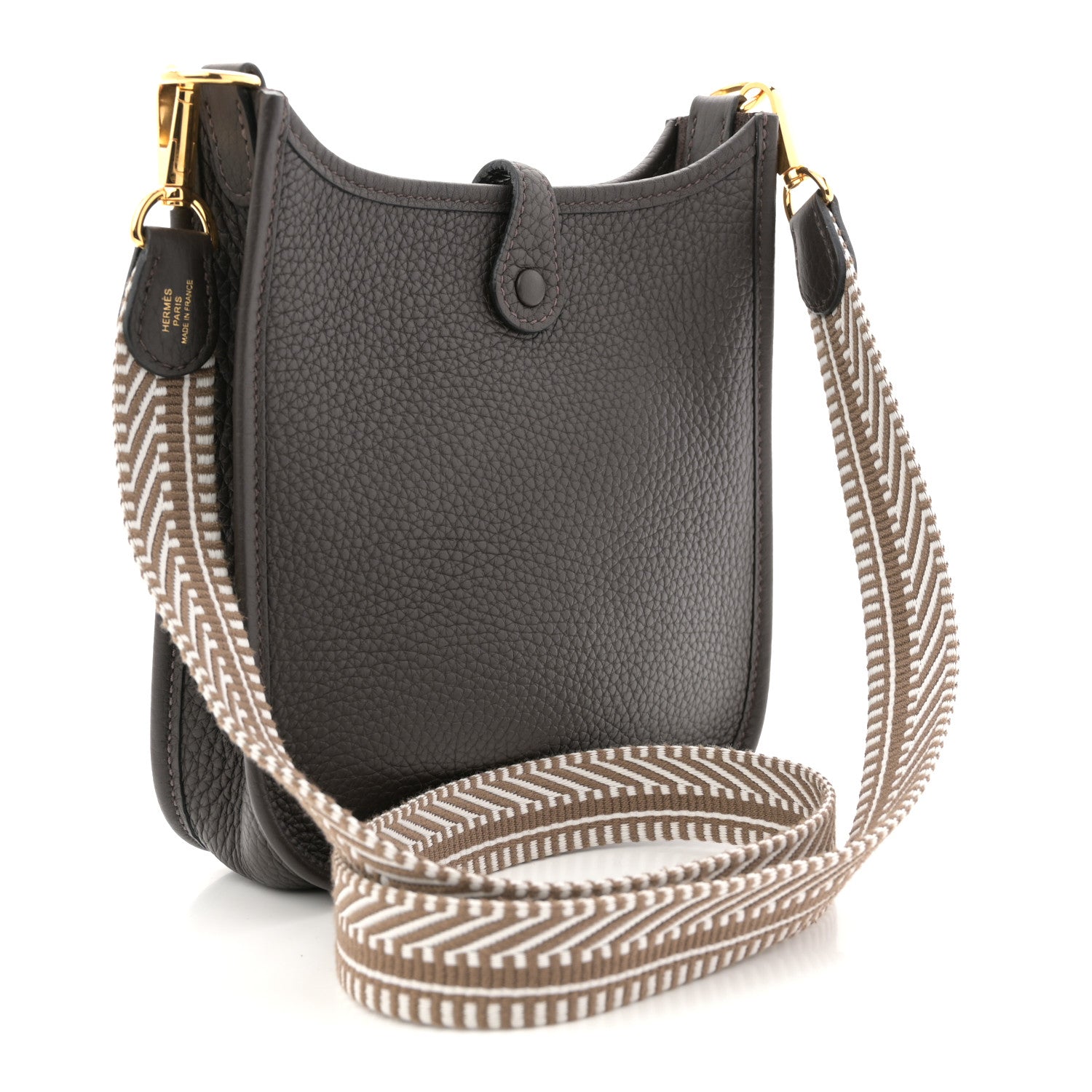 Hermes Taurillon Clemence Amazone Sangle Cavale Evelyne TPM Ebene Gris Pale Etoupe 3 of 10
