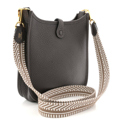 Hermes Taurillon Clemence Amazone Sangle Cavale Evelyne TPM Ebene Gris Pale Etoupe 3 of 10