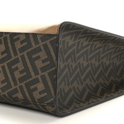 Fendi Glazed Fabric Vitello Cover FF 1974 Diagonal Bi-Color Vertical Tote Tobacco Moro Sand Black 9 of 9