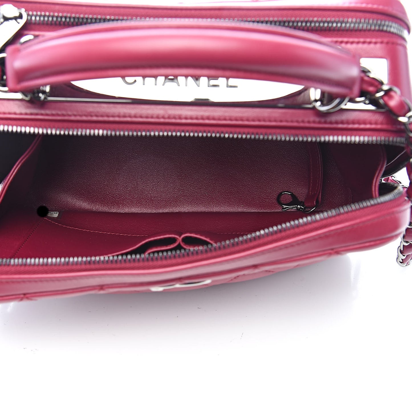 Lambskin Quilted Medium Trendy CC Bowling Bag Dark Pink