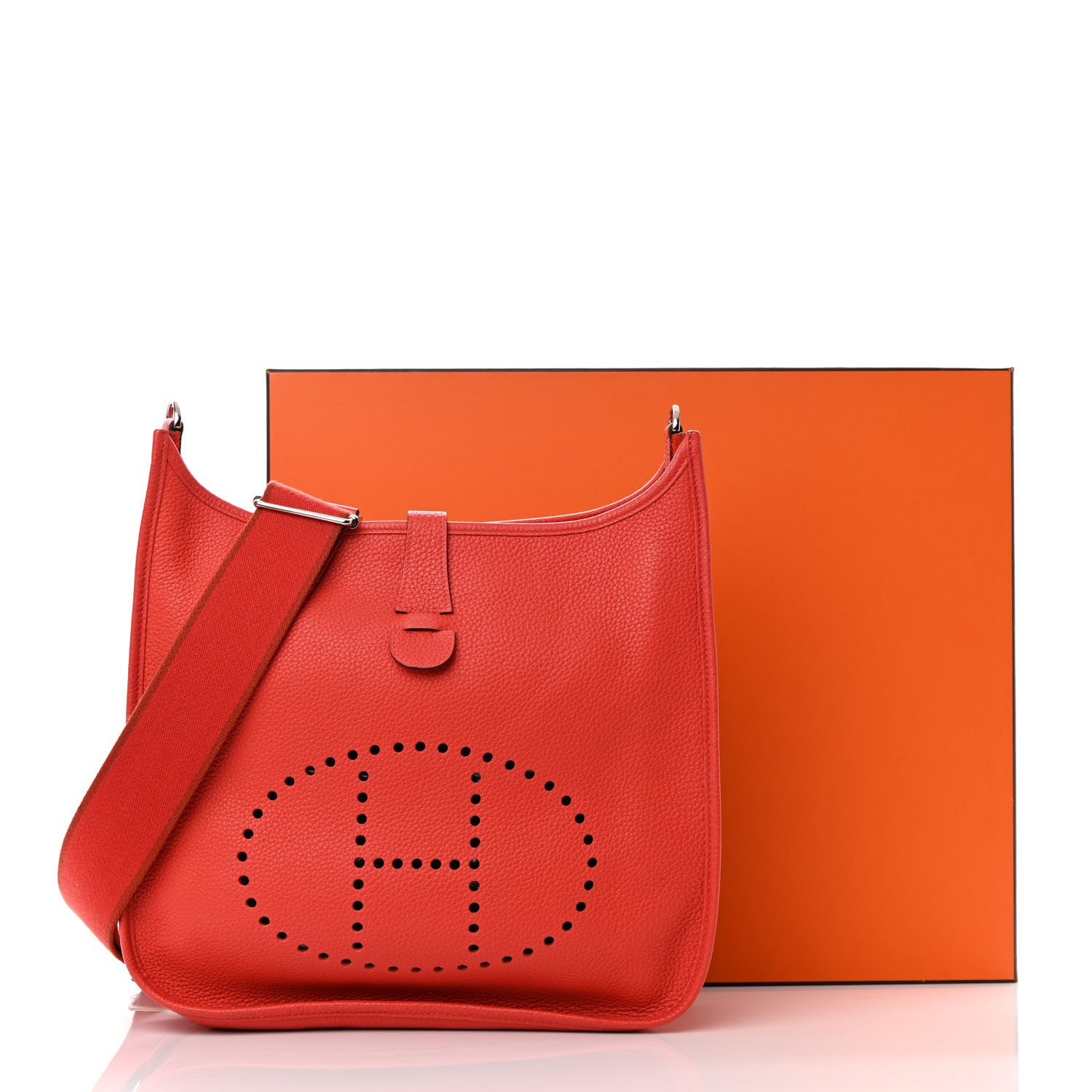 Hermes Taurillon Clemence Amazone Evelyne III GM Rouge Pivoine 12 of 12