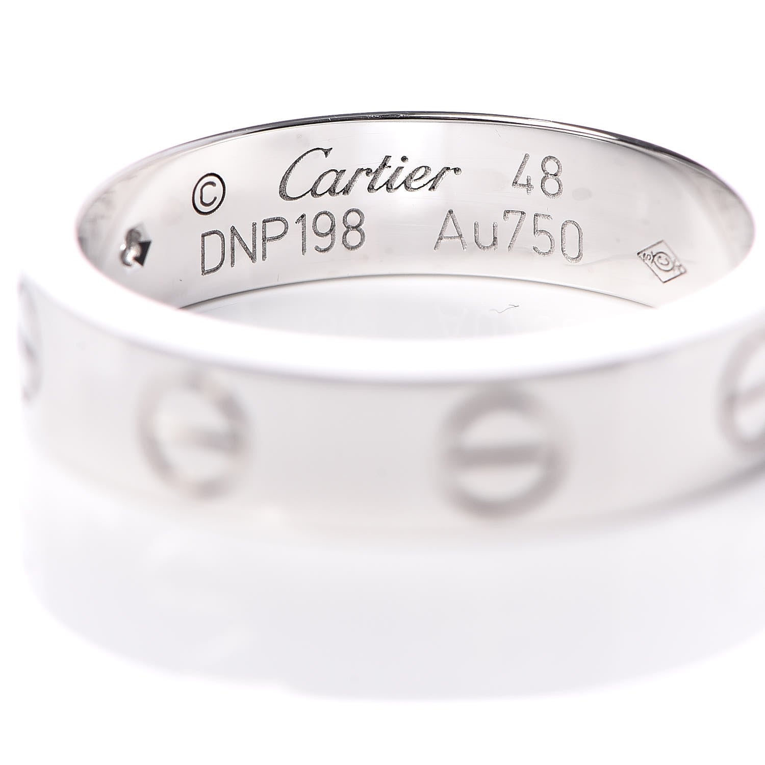 Cartier 18K White Gold Diamond 4mm LOVE Wedding Band Ring 48 4.5 4 of 5