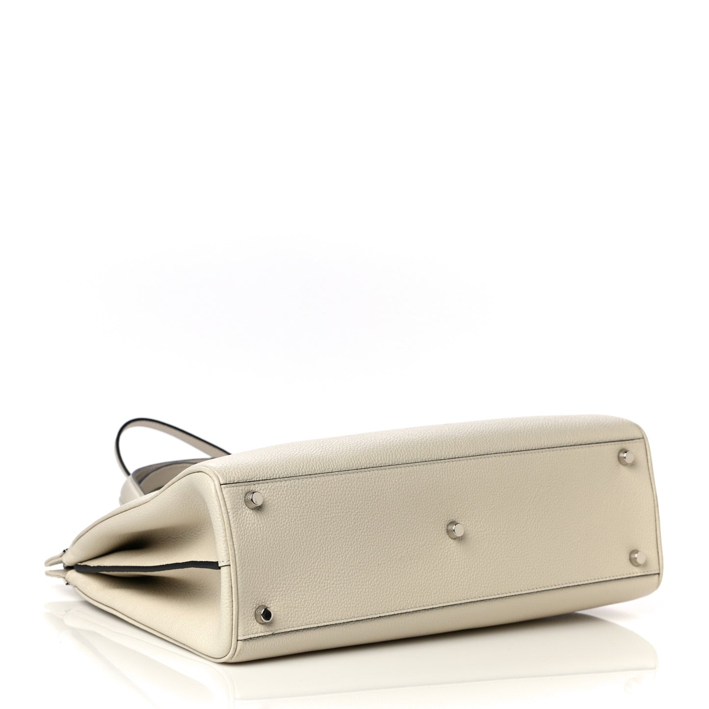 Grainy Calfskin Medium Zumi Top Handle Bag Mystic White