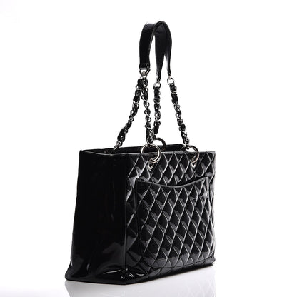 Chanel Patent Quilted Grand Shopping Tote GST Black 3 of 11