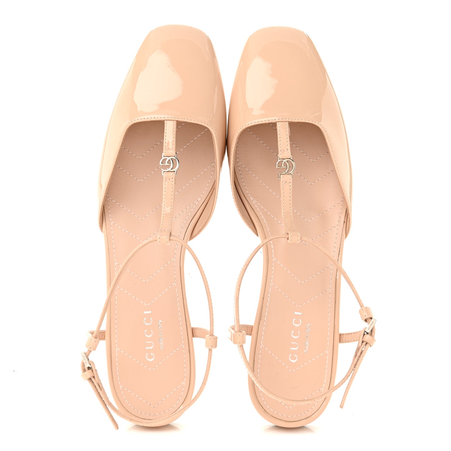 Patent Charlotte Petite GG Slingback Flats 36.5 Beige