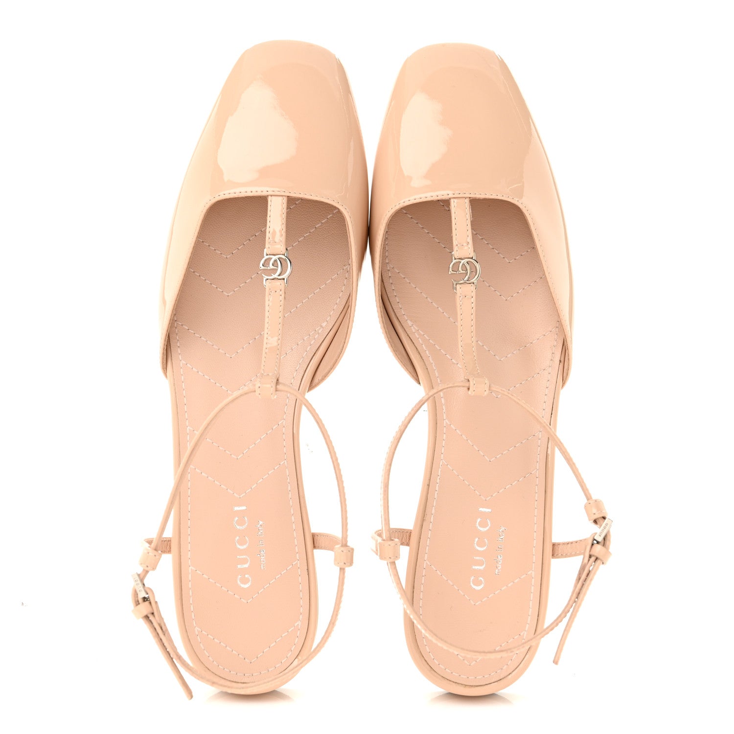 Gucci Patent Charlotte Petite GG Slingback Flats 36.5 Beige 2 of 9