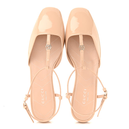 Gucci Patent Charlotte Petite GG Slingback Flats 36.5 Beige 2 of 9