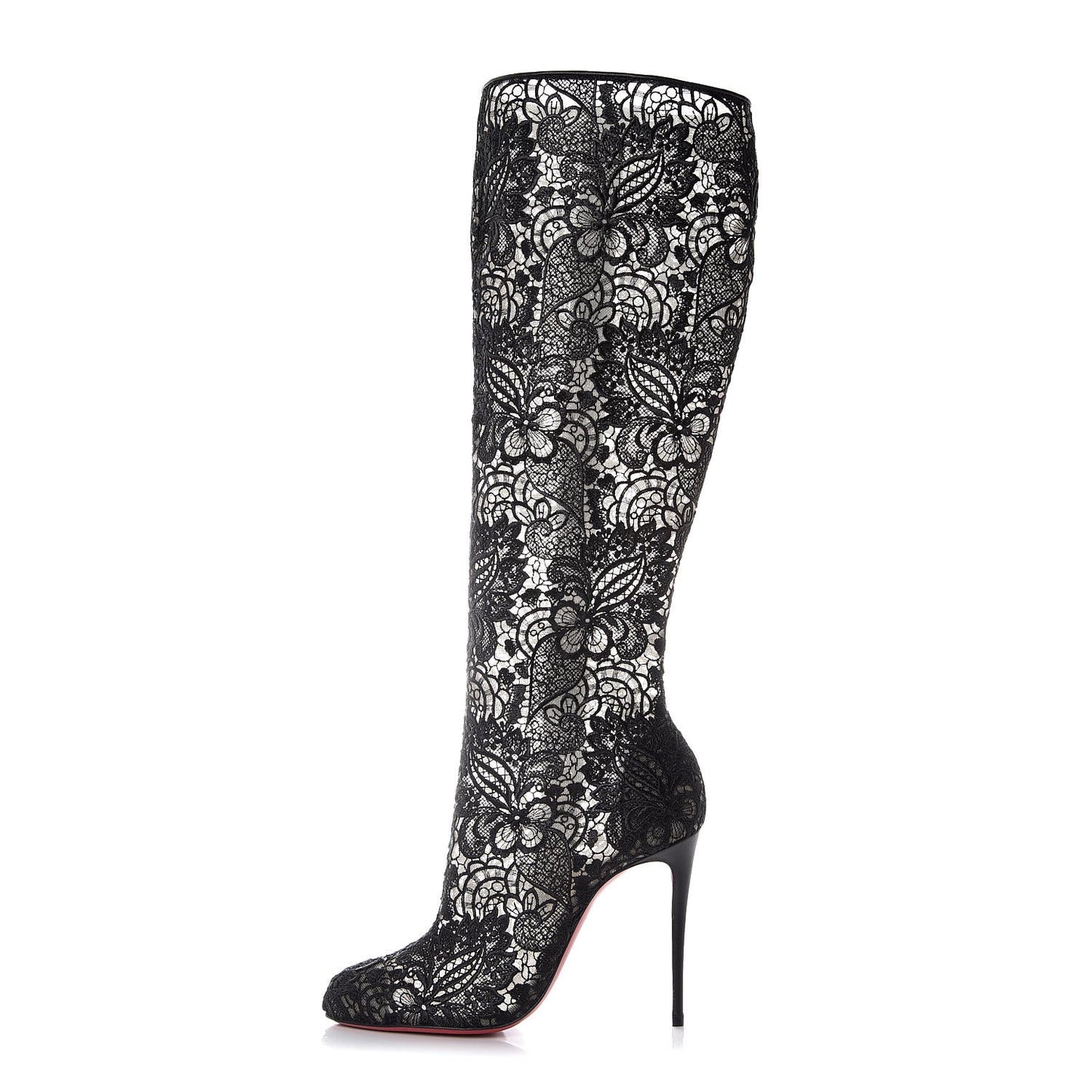 Mesh Guipure Wax Lace Kid Tennissina 100 Tall Boots 36 Black