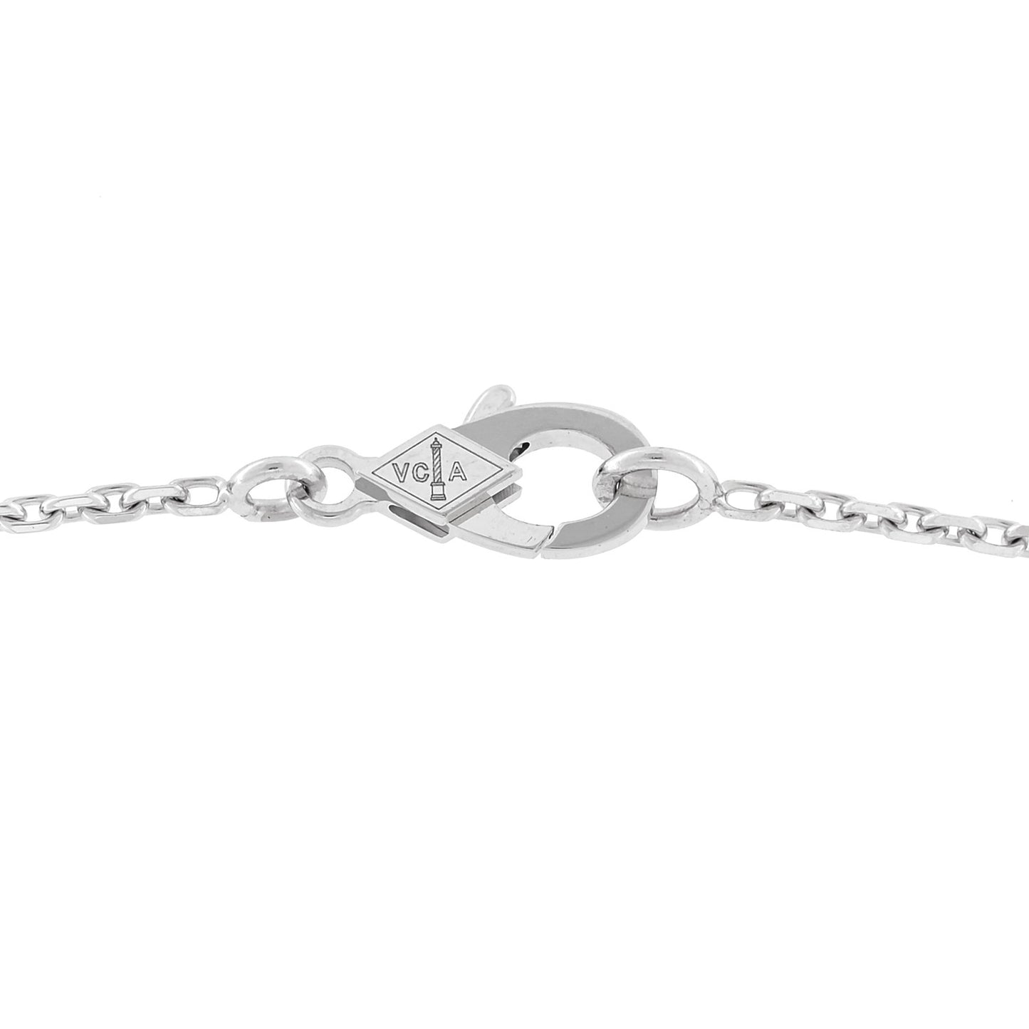 18K White Gold Mother of Pearl Vintage Alhambra Pendant Necklace