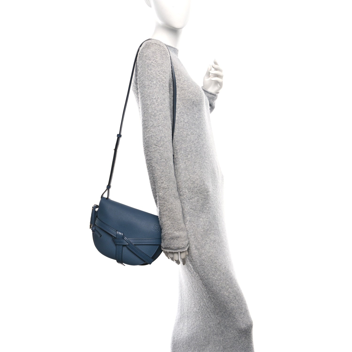 Loewe Grained Calfskin Small Gate Crossbody Bag Steel Blue 2 of 10