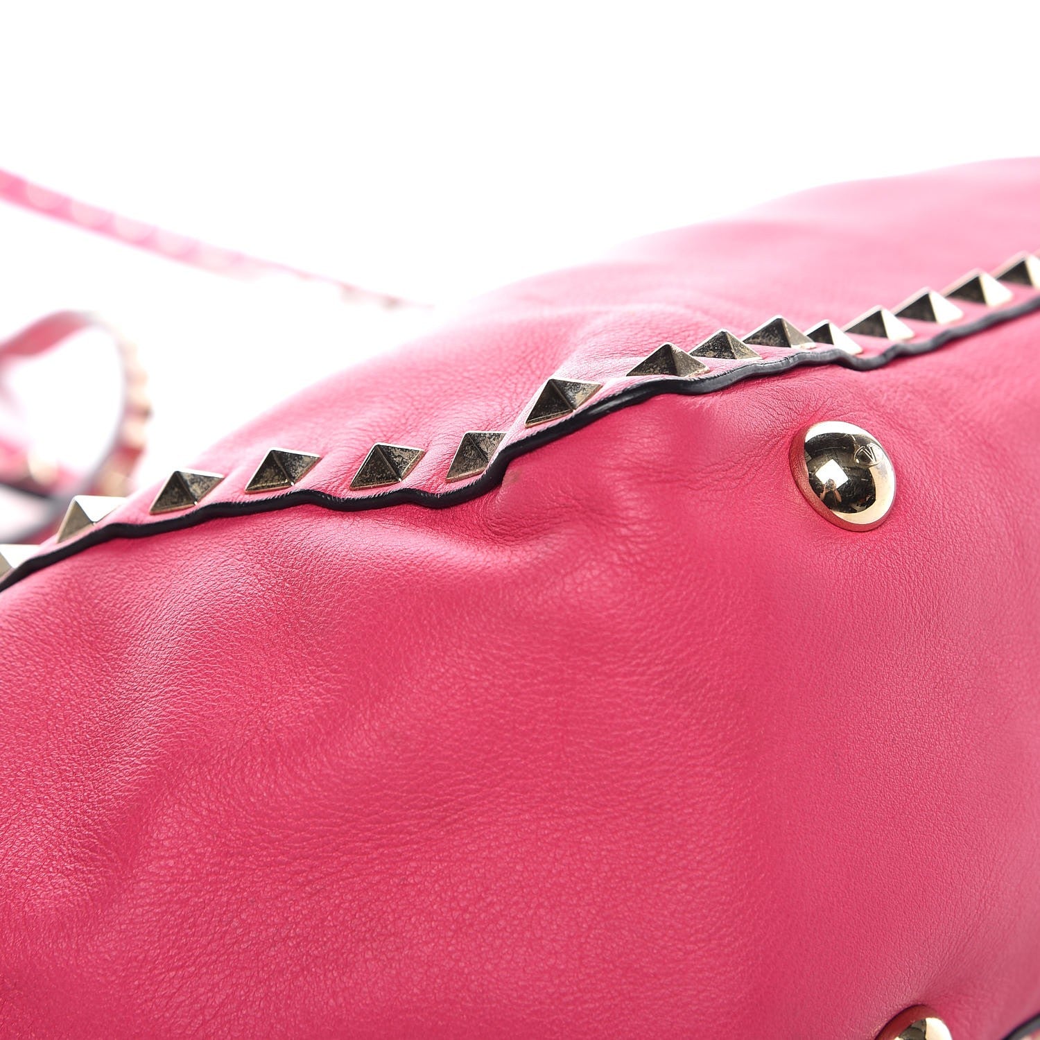 Valentino Garavani Vitello Small Rockstud Tote Raspberry 10 of 12