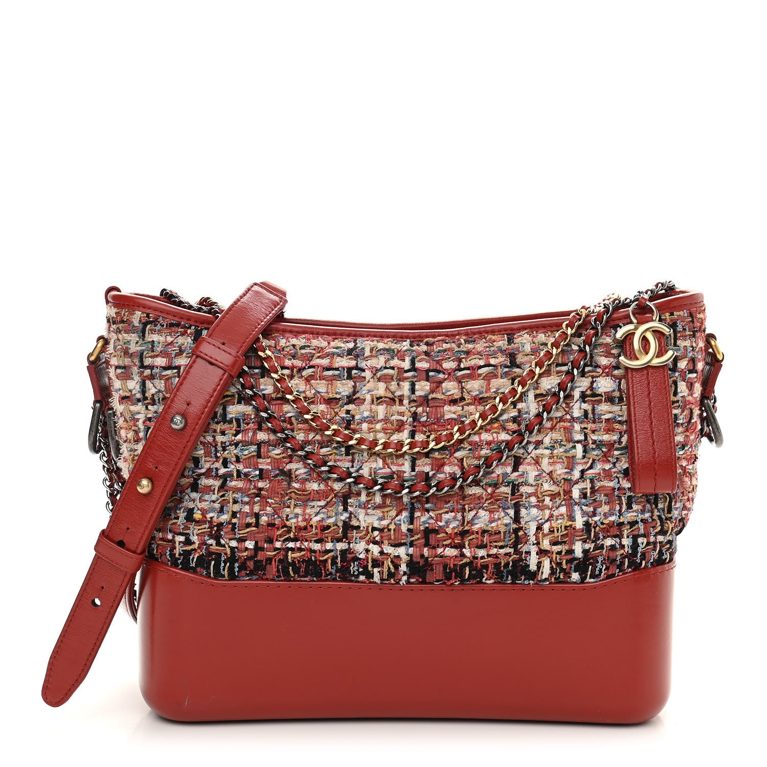 Chanel Tweed Calfskin Medium Gabrielle Hobo Red 1 of 10