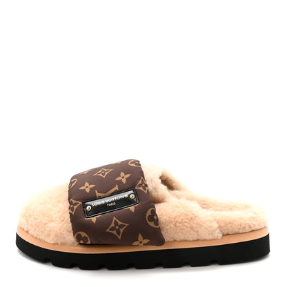 Louis Vuitton Nylon Monogram Shearling Pillow Comfort Mule 40 Cacao Brown 1 of 8