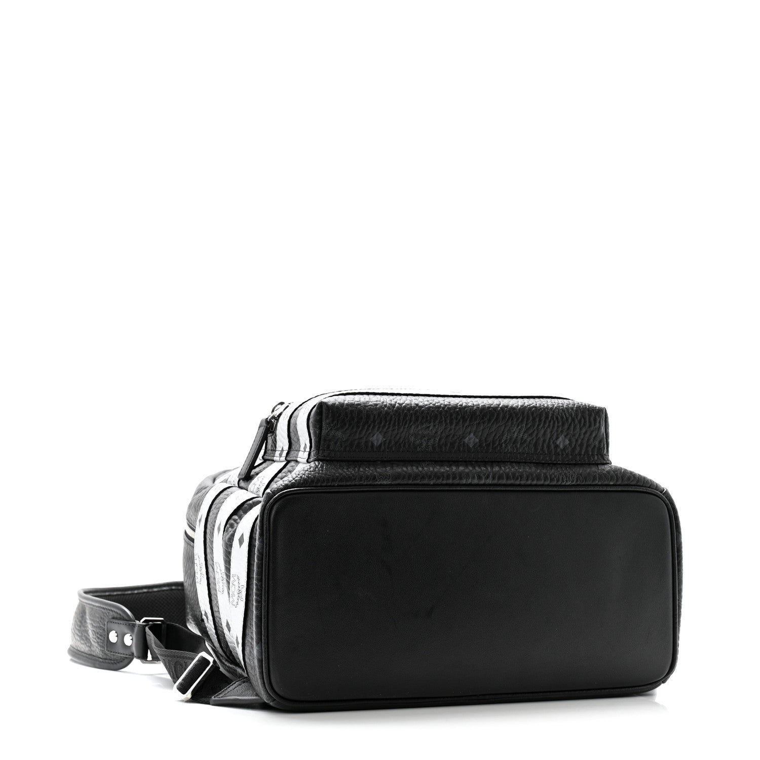 MCM Metallic Visetos Striped Medium Stark Backpack Silver Black 4 of 12