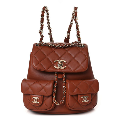 Chanel Calfskin Quilted Small Duma Pockets Drawstring Backpack Light Brown 1 of 9