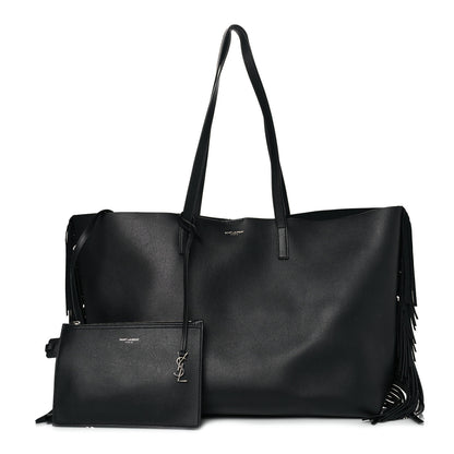 Saint Laurent Calfskin Large Fringe Shopping Tote Black 1 of 9