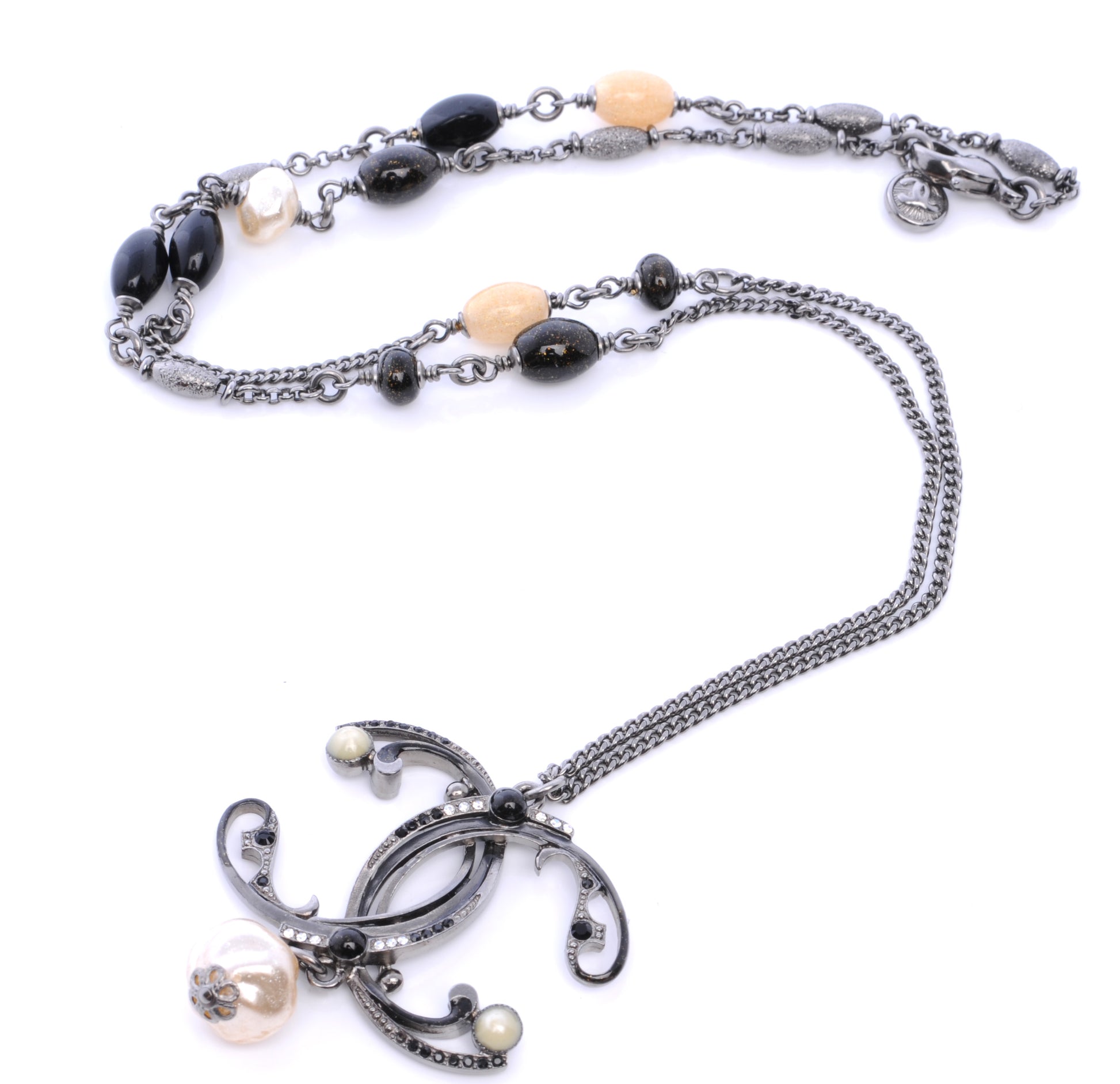 Chanel Crystal CC Pearl Drop Necklace 3 of 5