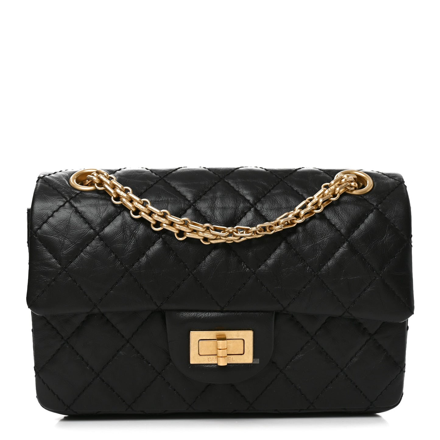 Aged Calfskin Quilted 2.55 Reissue Mini Flap Black