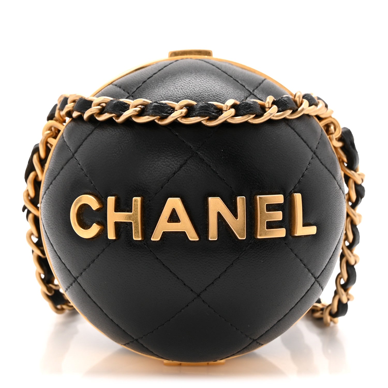 Chanel Lambskin Quilted Sphere Minaudiere Chain Clutch Black 1 of 10